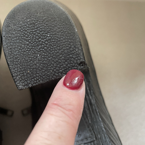 Born Boots Women 9.5 Black Dollie Platform Clog Chunky Leather Ankle Booties Zip - Picture 11 of 14